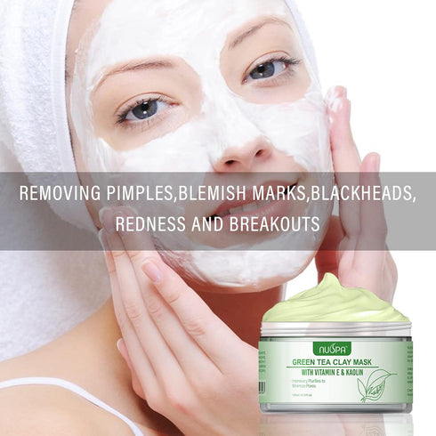 Organic Green Tea Clay Face Mask Skincare, Wash Off Repairing Facial Mask,Anti Wrinkle Remove Dark Circle Foot Facial Skin Care Treatmet for Women...