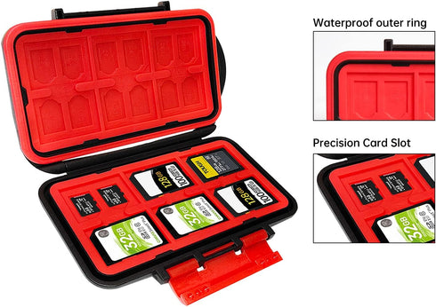 LYNCA 36 Slots Memory Card Case Holder Water-Resistant Anti-Shock Carrying Case for 24 TF and 12 SD Cards Storage Box...
