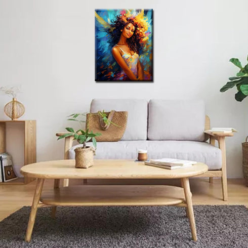 Tucocoo African American Woman Paint by Numbers Kits 16x20 inch Canvas DIY Oil Painting for Adults with Brushes and Acrylic Pigment - Afro Black G...