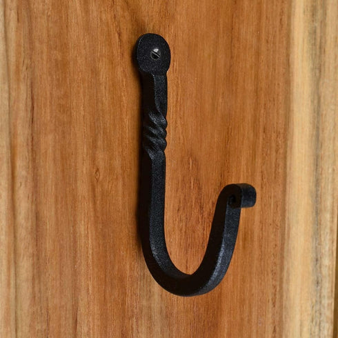 Renovators Supply Bathroom Hooks 3.5 in. Black Wrought Iron Wall Mount Hooks for Hanging Robe, Towel, Hat, Or Jewellery with Mounting Hardware Pac...