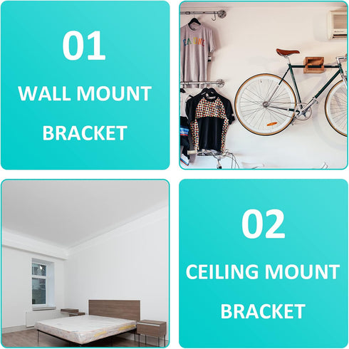 4Pcs Shower Curtain Closet Rod Holder 1'' & 1-1/4'' Ceiling Mount Pipe Flange Socket, Stainless Steel Curtain Rod Brackets, White...