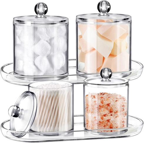 SheeChung Acrylic Vanity Tray, 2 Pack, Clear, 9.65 in x 4.5 in x 0.79 in, Catchall Tray, Countertop Sink Tray Dispenser, Sturdy Holder for Cabinet...