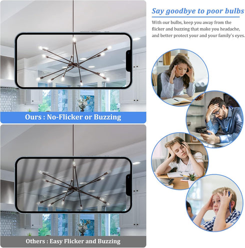 Brightever E12 Candelabra LED Light Bulbs 60 Watt Equivalent, 620 Lumen 6W Clear LED Filament Candle Bulbs, Daylight White 5000K Non-Dimmable Chan...