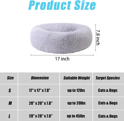Calming Dog Bed, Pet Beds for Small Dogs, Cat Beds for Indoor Cats, Fluffy Faux Fur Plush Small Dog Bed, Washable Puppy Bed with Anti-Slip Bottom,...