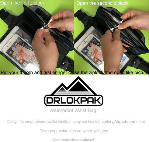 Waterproof Waist Pouch Fanny Pack Waterproof Waist Bag With Secret Compartment Keep Wallet Phone Passport Watch AirPod Valuables Dry And Safe Perf...