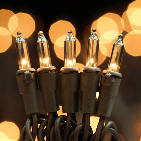 YULETIME Clear Christmas Lights with Brown Wire, 66 Feet 200 Count UL Certified String Lights, Pack of 2 Sets 33 Ft 100 Count Incandescent Mini Li...