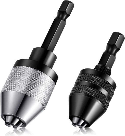 Keyless Drill Chuck Bit 1/4 Inch Hex Shank Keyless Drill Chuck Fast Change Converter Extension Screwdriver Drill Adapter in 0.3-6.5 mm, 0.3-3.6 mm...