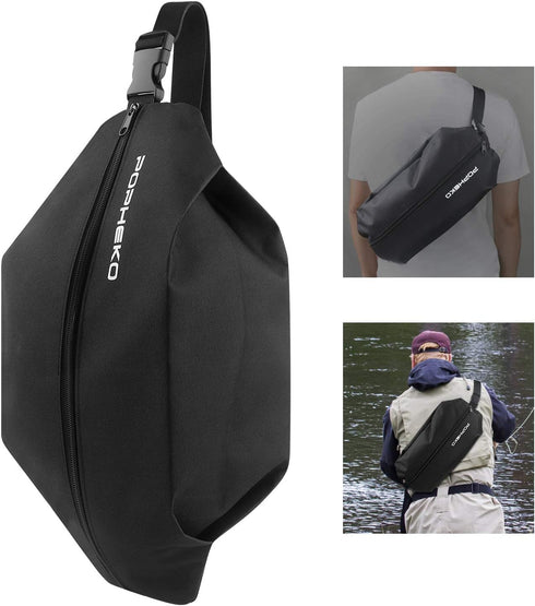 17inches Folding Fishing Rod Carrier Bag Waterproof Fishing Pole Reel Storage Bag, Single Layer Large Capacity Portable Carry Case Tackle Box for ...
