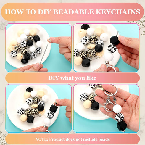 20 Pcs Beadable Keychain Bars Metal Beaded Blank Keychains Charms DIY Keychain Supplies Bulk for DIY Pendant Jewelry...