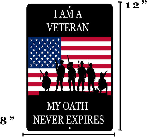 Rogue River Tactical USA Flag Veteran Oath Metal Tin Sign Wall Decor Man Cave Bar Military...