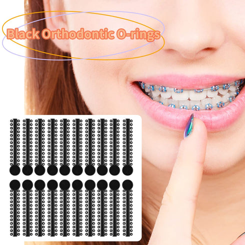 1040 Pcs Black Braces Rubber Bands Orthodontic Ligature Ties O-Rings Elastic Bands for Braces (Black)...
