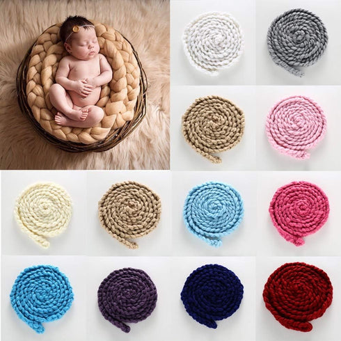 Matissa Newborn Baby Photography Props Braided Rope Basket Filler Photography Background Rug Blanket (Light Brown)...