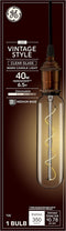 GE Vintage Style LED Light Bulb, 40 Watt, Clear Finish, T20 Tube Light Bulb (1 Pack)...