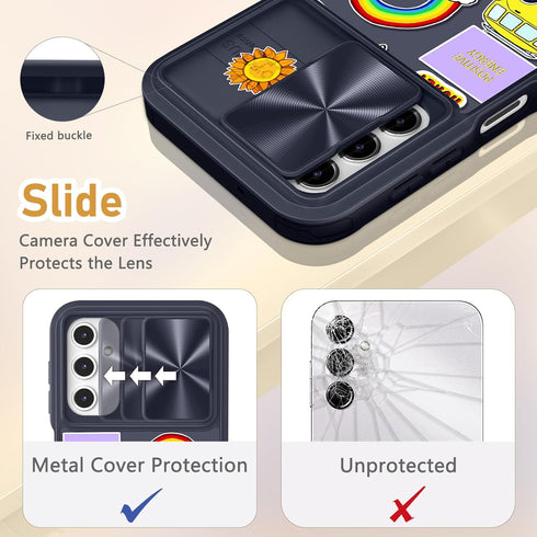 for Samsung Galaxy A14 5G Case, Cute Stylish Designer Galaxy A14 5G Phone Cases with Slide Camera Cover + Ring Holder,Positive Slim Protective Sho...