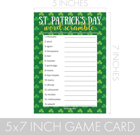 DISTINCTIVS St. Patrick's Day Word Scramble Classroom Party Game - 25 Player Cards...