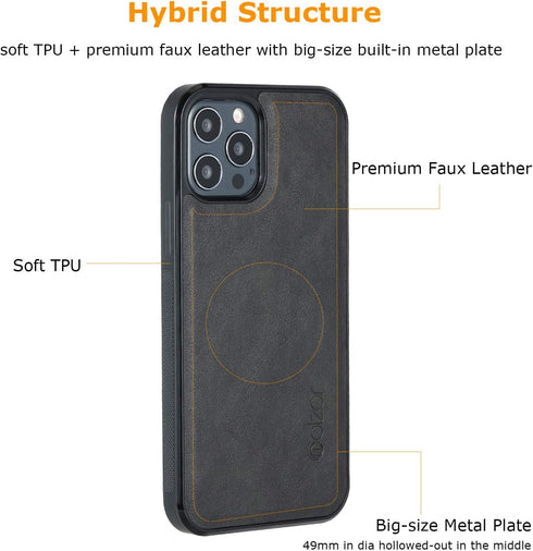 molzar GripBig Series for iPhone 12 and 12 Pro Case, Built-in Metal Plate for Magnetic Mount, Works with Qi-Certified Chargers, Compatible with iP...