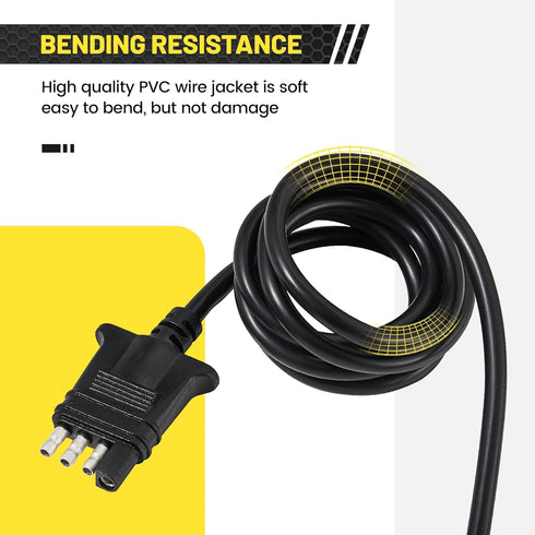 Oyviny 4 Way Flat Trailer Connector 5 Feet Jacketed Cable Heavy Duty Extension Cable Standard 4 Pin Trailer End Wiring Harness Adapter 18AWG Red C...