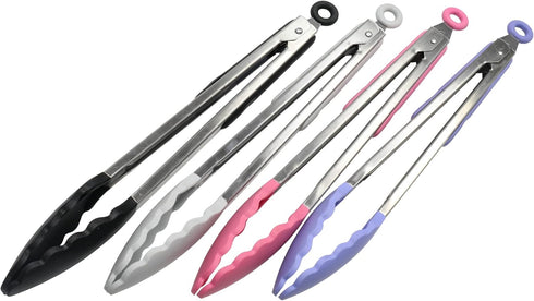 Chef Craft Premium Silicone Cooking Tongs, 12 inch, Gray...