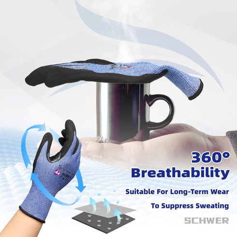 Schwer AIR-SKIN Cut Resistant Gloves AR3900 with Extreme Lightweight & Thin, Level 5 Wire Metal Gloves for Refined Work, Touch-screen, Fiberglass-...