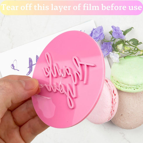 Crethinkaty Teachers' Day Fondant Embosser "Thank you" Shape 3D Dented Design Cookie Stamp for Baking Cookies,Decorating Cake/Sugar Paste/Cupcake...