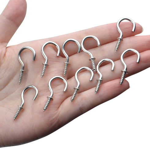 Aylifu 100pcs 3/4" Silver Metal Cup Hooks, Screw-in Hooks for Hanging Plants, Mugs, Jewellery, Decor, Organizer, Home, Shop, Office...