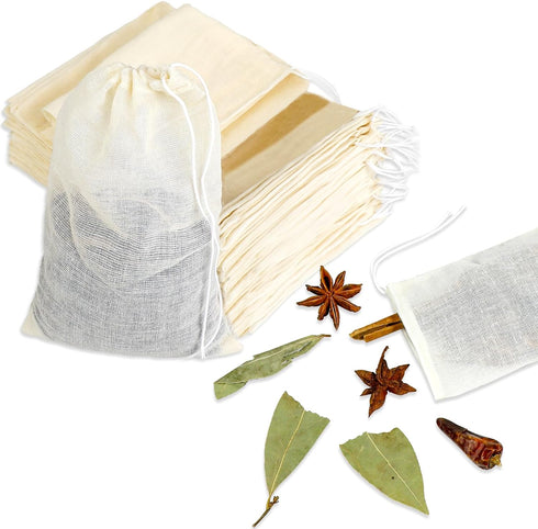 Spice Bags for Cooking Reusable,30PCS Muslin Tea Bags with Drawstring Empty Sachet Bags Cheese Cloth Bags for Spices 4x6 Inch...