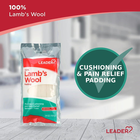 Leader 100% Lambs Wool Padding, Provides Cushioning Comfort and Pain Relief Between Toes, 3/8 oz, 2 Pack...