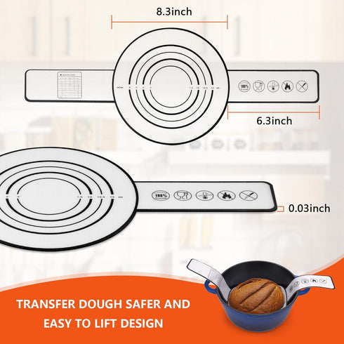 Silicone Bread Sling for Dutch Oven Non-Stick Heat Resistant Sourdough Bread Baking Supplies 2 PCS Silicone Mat with Long Handles Black&Red...