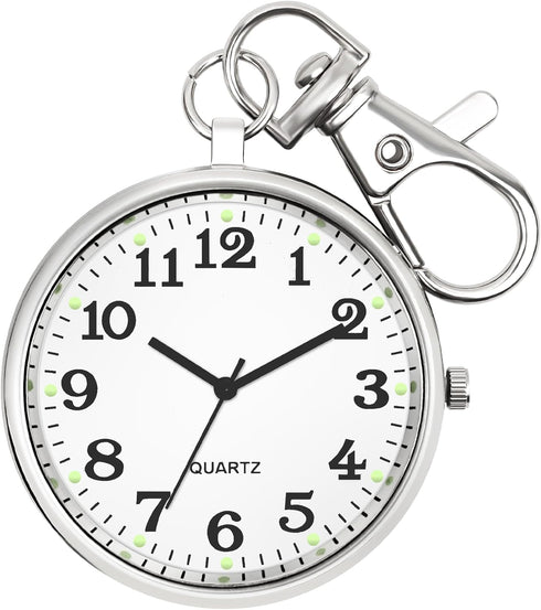Minimalist Ultra Thin Open Face Quartz Pocket Watch with Key Buckle Unisex Portable Unisex Pocket Watch...