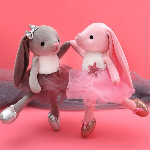 Ballerina Dolls Plush Bunny Rabbit Soft Toys Ballet Dance Recital Gifts for Girls Pink 15.5 Inches...