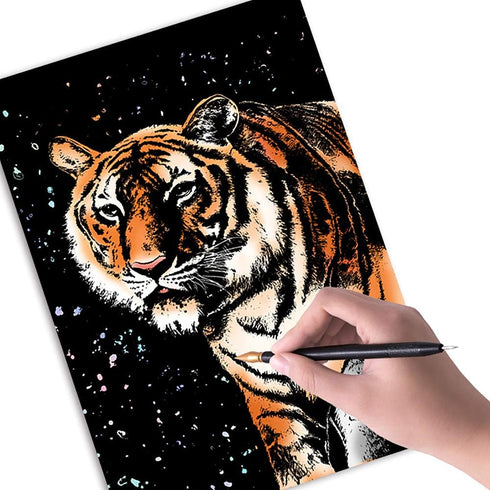 Scratch Art Paper(A4) for Kids & Adults, Rainbow Painting Night View Scratchboard, Art Craft, Crafts Set: 8 Sheets Scratch - Unicorn/Flamingo/Cat/...