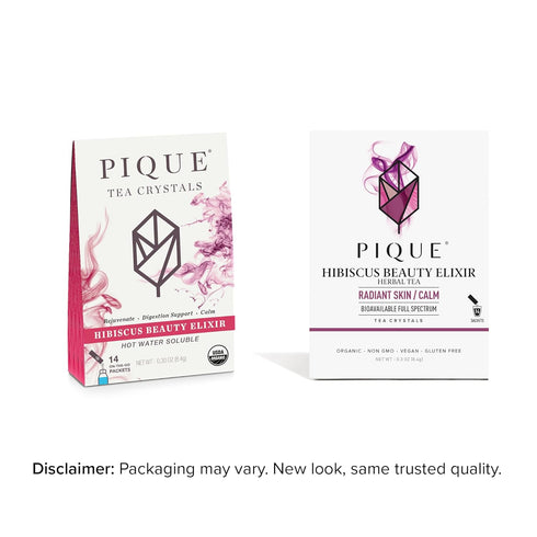 Pique Organic Hibiscus Tea Crystals - Powerful Antioxidants and Caffeine-Free Herbal Tea, Real Egyptian Flower for Glowing Skin - 14 Single Serve ...