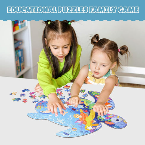 ELX 153 Piece Sea Turtle Jigsaw Puzzle for Kids 4-10, Seaworld Floor Puzzle for Preschool Learning (21.42 X 16.42 in)...