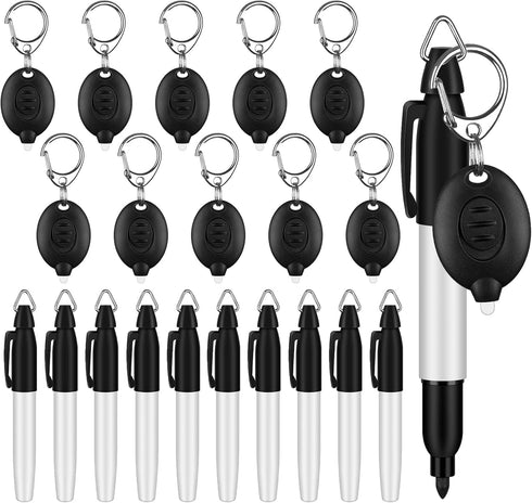 20Pcs Mini Flashlight Keychain Permanent Marker Keychain Mini Keychain Flashlights & Permanent Marking Pens LED Keychain Flashlight Mini LED Keych...