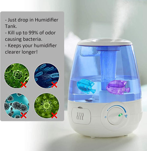 Humidifier Cleaner, Humidifier Cleaning Fish for Humidifiers & Fish Tanks, Purifies Water, Prevents Hard Water Build Up, Eliminates White Dust Odo...