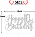 Silver Glitter Happy 10th Birthday Cake Topper - 10th Birthday Cake Topper, 10th Birthday Party Decoration...