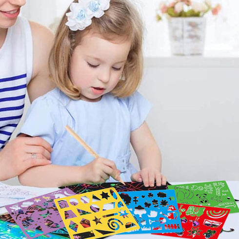 Stencil Drawing Kit for Kids, 25 Pcs Plastic Drawing Stencils with 400+ Shapes, Great Birthday Gift for Boy Girl...