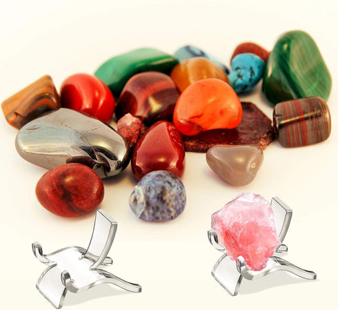 Jetec 20 Pieces Acrylic Display Holder Rock Stand Clear Display Easel Stands Pedestal Small Collectibles Display Stands for Displaying Crystal Geo...