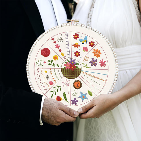 FREEBLOSS 4 Set 8inch Embroidery Kit for Beginners Learn Embroidery Stitches Kit Cross Stitch Kits Embroidery Starter Kit includes 2 Embroidery Ho...