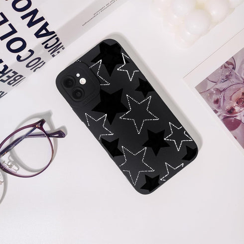 Compatible for iPhone 11 Case Cute Cool Star Black Design for Girls Women Soft TPU Shockproof Protective Girly for iPhone 11-Black&White Star...