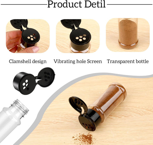 6 Pcs Plastic Spice Jars with Shaker Lids, 3 oz Seasoning Containers, Round Empty Spice Bottles Storage Clear Seasoning Bottles Storage Spice, Pep...