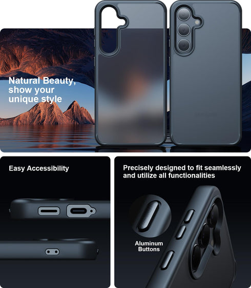 Shockproof Designed for Samsung Galaxy S24 Case, 12FT Military Grade Drop Protection, Slim Semi-Clear Matte Hard Back & Soft Edge Galaxy S24 Case ...
