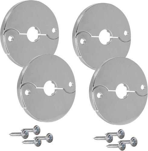 4-Pack 1/2-Inch CTS (5/8" OD) E3755 Hinged Split Escutcheons, Chrome Pipe Cover Plates with Screws, for 1/2" Copper, PEX Pipe...