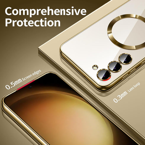 for Samsung Galaxy S23 Case, Covers for S23.Magnetic Metallic Glossy Slim Clear Luxury Soft Shockproof funda capa para for Galaxy S23 6.1 inch Com...