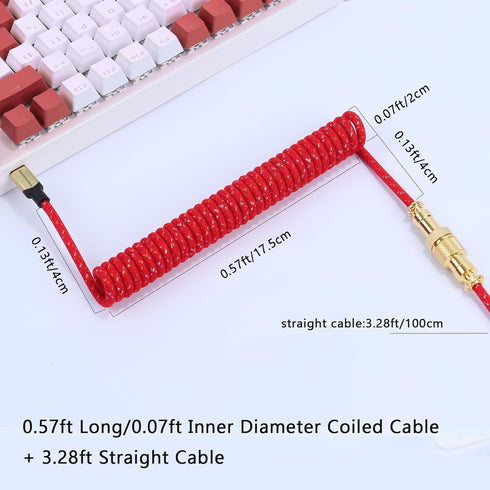 ATTACK SHARK Custom Coiled USB C to A Cable for Gaming Keyboard,Double-Sleeved Starlight Braided Cable with Detachable Metal Aviator 24K Gold Conn...
