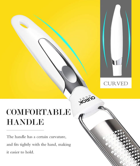 Ourokhome Kitchen Lemon Zester, Stainless Steel Hand Held Parmesan Cheese Grater for Ginger, Chocolate, Coconut, Lime, Nutmeg, Citrus, Fruit, Vege...