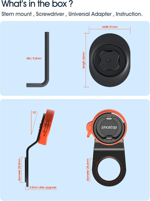 sincetop Bike Phone Mount,Mountain Bicycle Cell Phone Holder,Universal Aluminum Handlebar Stem Phone Clamp,Cycling Mobile Phone Clip,MTB Road Bike...
