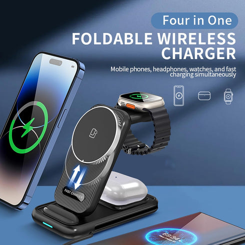 Magnetic Charger Stand Wrotgt Magsafe Charger 4 in 1 Wireless Mag Safe Charger Phone and Watch Charger Station Compatible with iPhone 15 pro max 1...