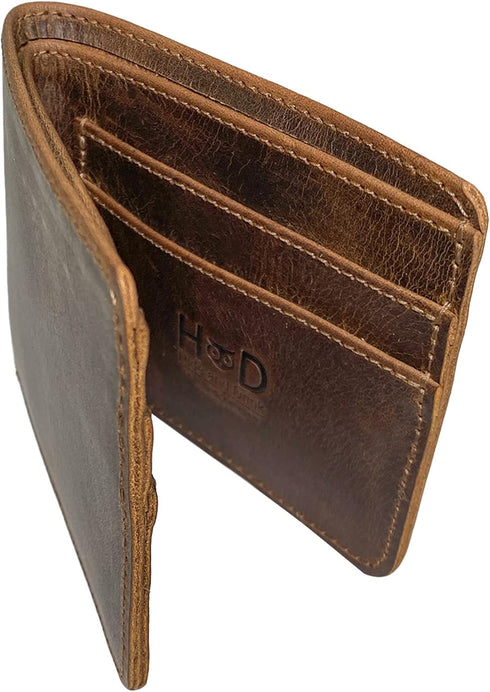 Hide & Drink, Slim Bifold Wallet, Classic Billfold for Pocket or Bag, Store Money, Cards and Cash, Travel Accessory, Full Grain Leather, Handmade,...