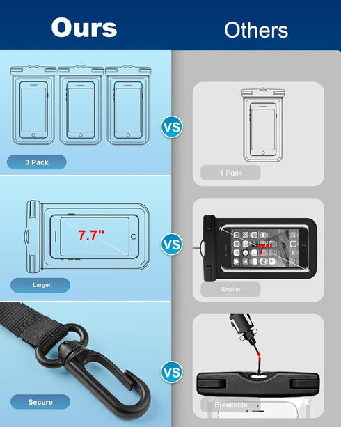 2024 3-Pack Waterproof Phone Pouch, Cruise Ship Essentials Must Haves Dry Bag for Vacation Beach Travel Kayak Boat Accessories, Water Proof Phone ...